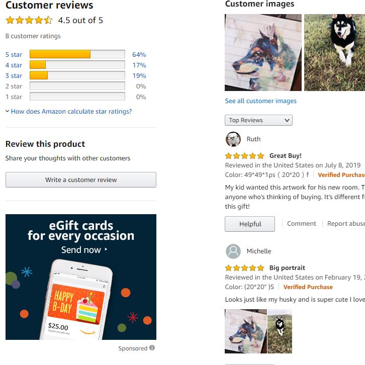 Customer reviews on Amazon